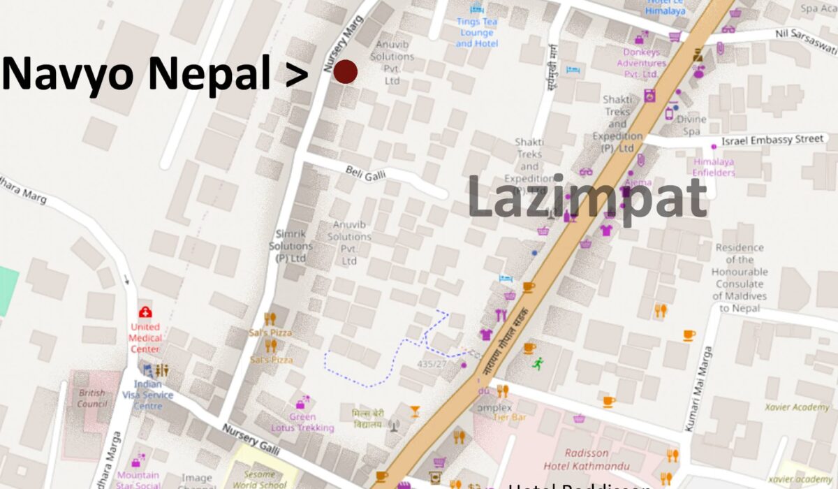 Mappa posizione uffici della Navyo Nepal in Kathmandu