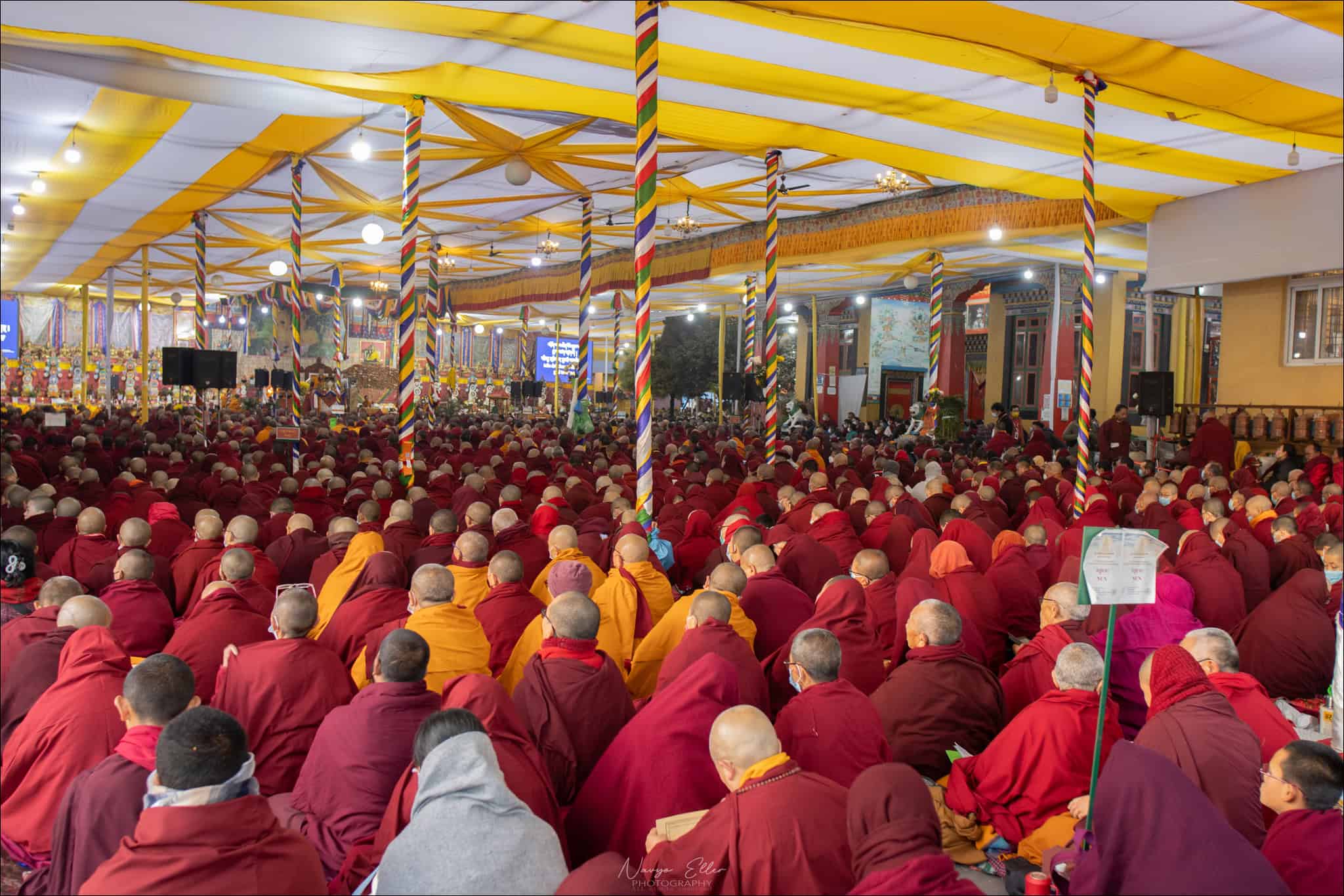 Benchen Gompa, la riunione dei moltissimi monaci e monache per sentire il Kangyur.